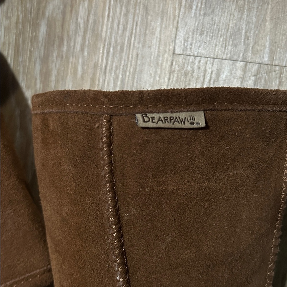 BearPaw Tall Chestnut Genuine Suede Sheepskin Boots - Picture 2 of 12